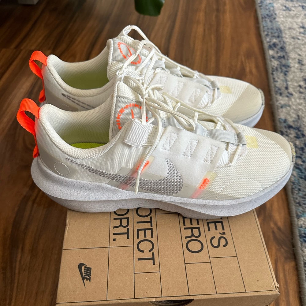 Nike White Sneakers with Neon Orange and Lime Accents